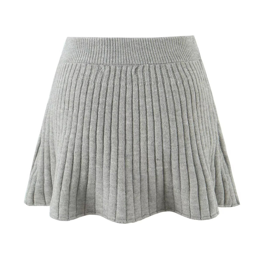 Zweiteiliges Strick-Set in Hellgrau