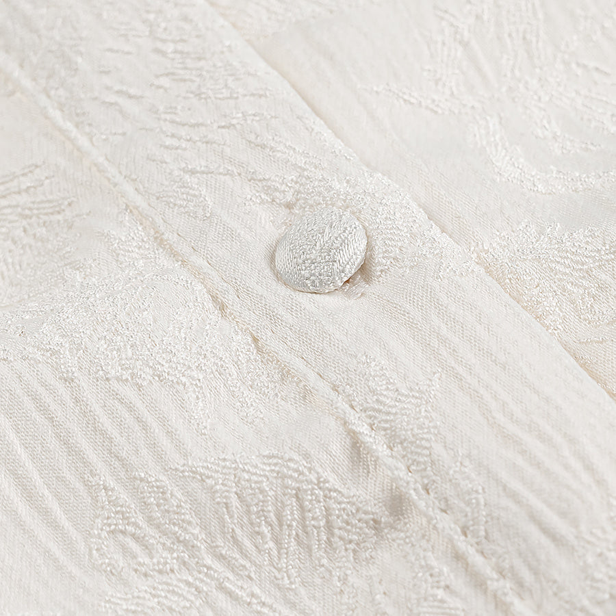 Hemdblusenkleid aus strukturierter Baumwolle in Offwhite