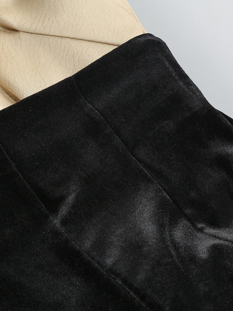 Abendkleid mit Satin-Bustier und Samt-Rock