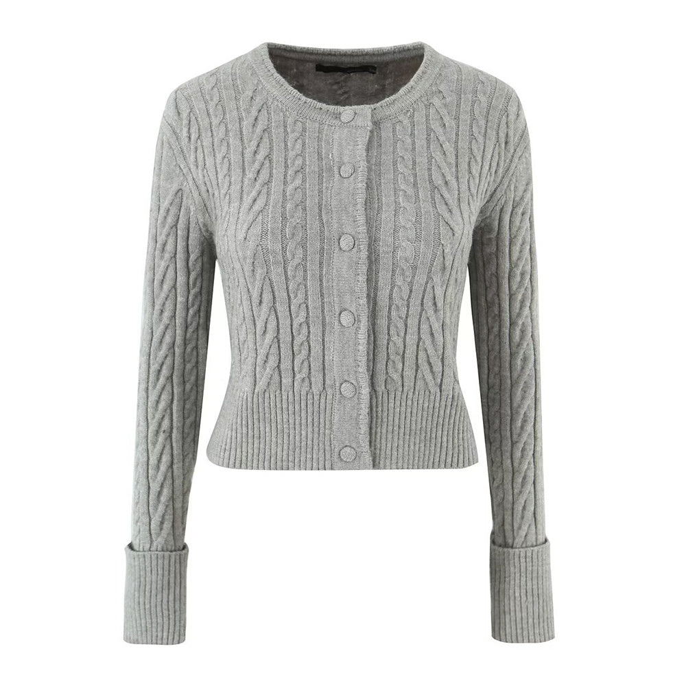 Zweiteiliges Strick-Set in Hellgrau