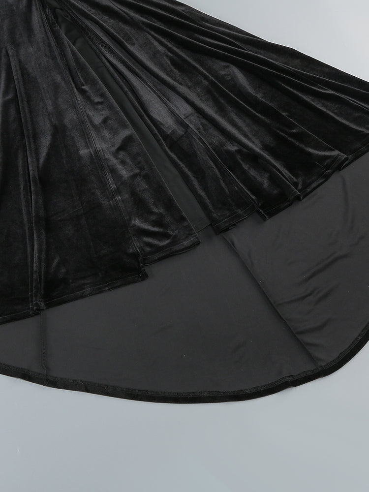 Abendkleid mit Satin-Bustier und Samt-Rock