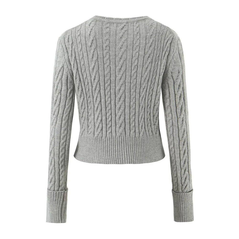 Zweiteiliges Strick-Set in Hellgrau