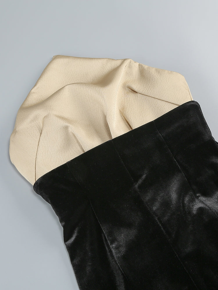 Abendkleid mit Satin-Bustier und Samt-Rock