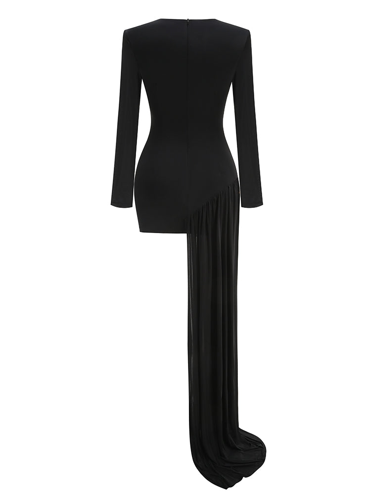 Asymmetrisches Abendkleid mit Kristallapplikation