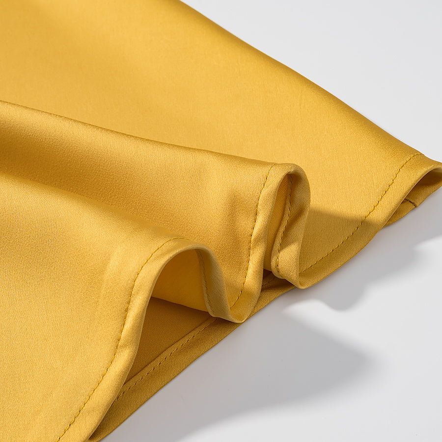 Halterneck Maxikleid mit Rüschenblume in Sonnengelb