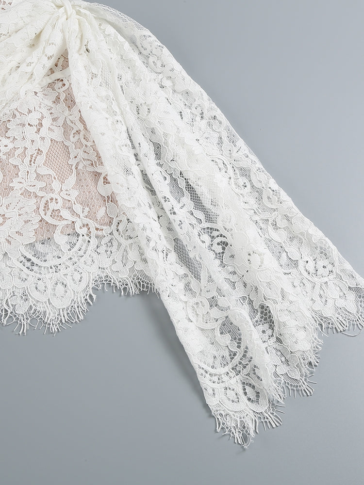 Spitzen-Minikleid mit Drapierung und Korsett-Detail