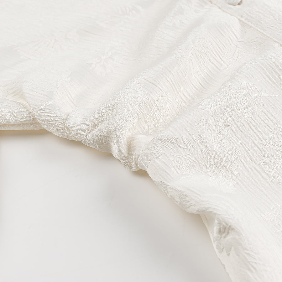 Hemdblusenkleid aus strukturierter Baumwolle in Offwhite