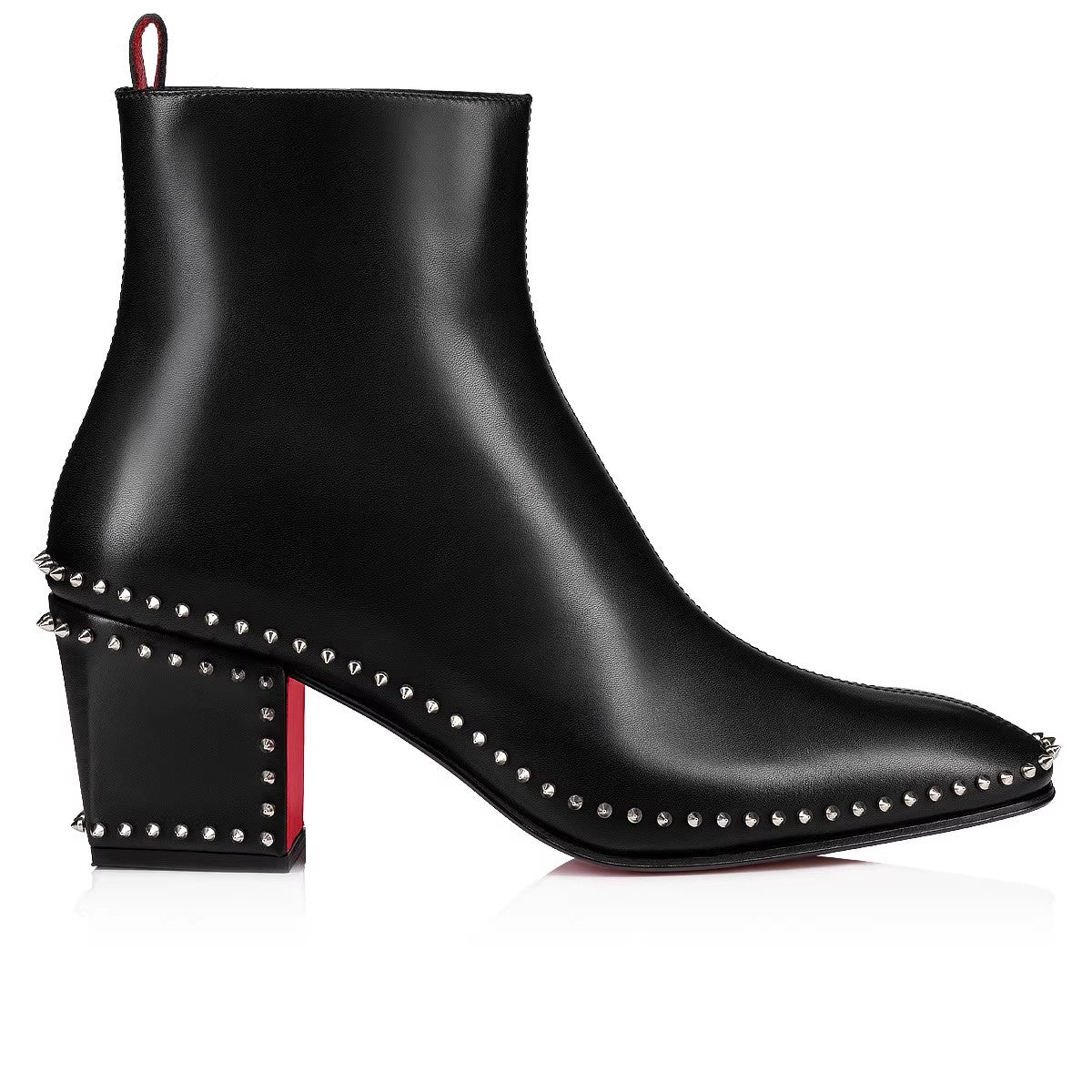 Studded Ankle Boots aus schwarzem Leder