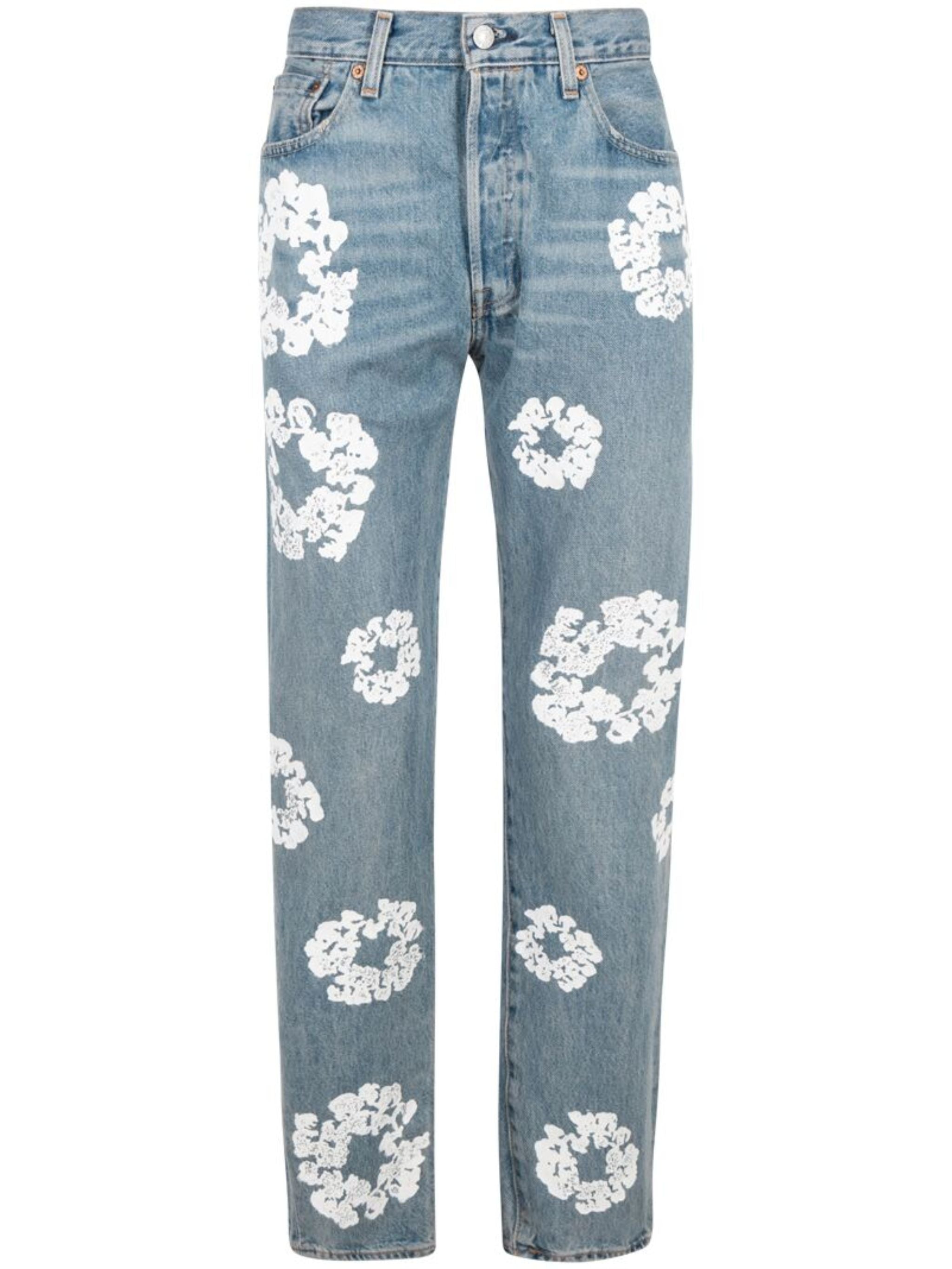 Bedruckte High Rise Jeans