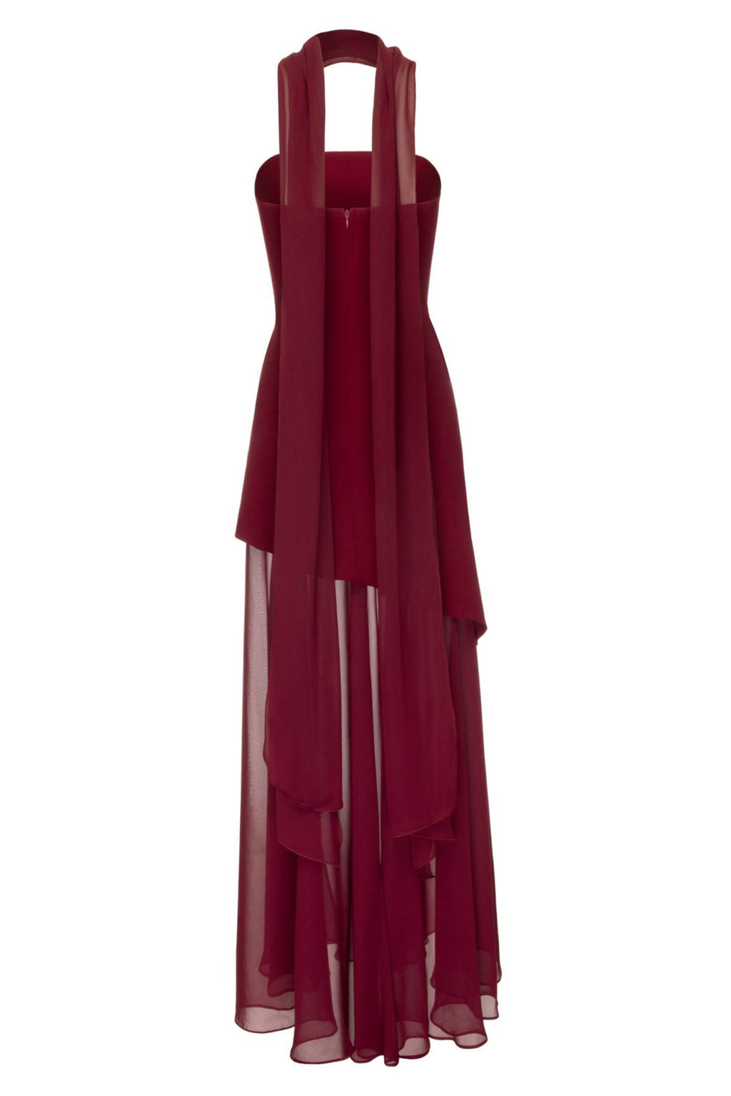 Asymmetrisches Abendkleid aus Chiffon in Bordeaux