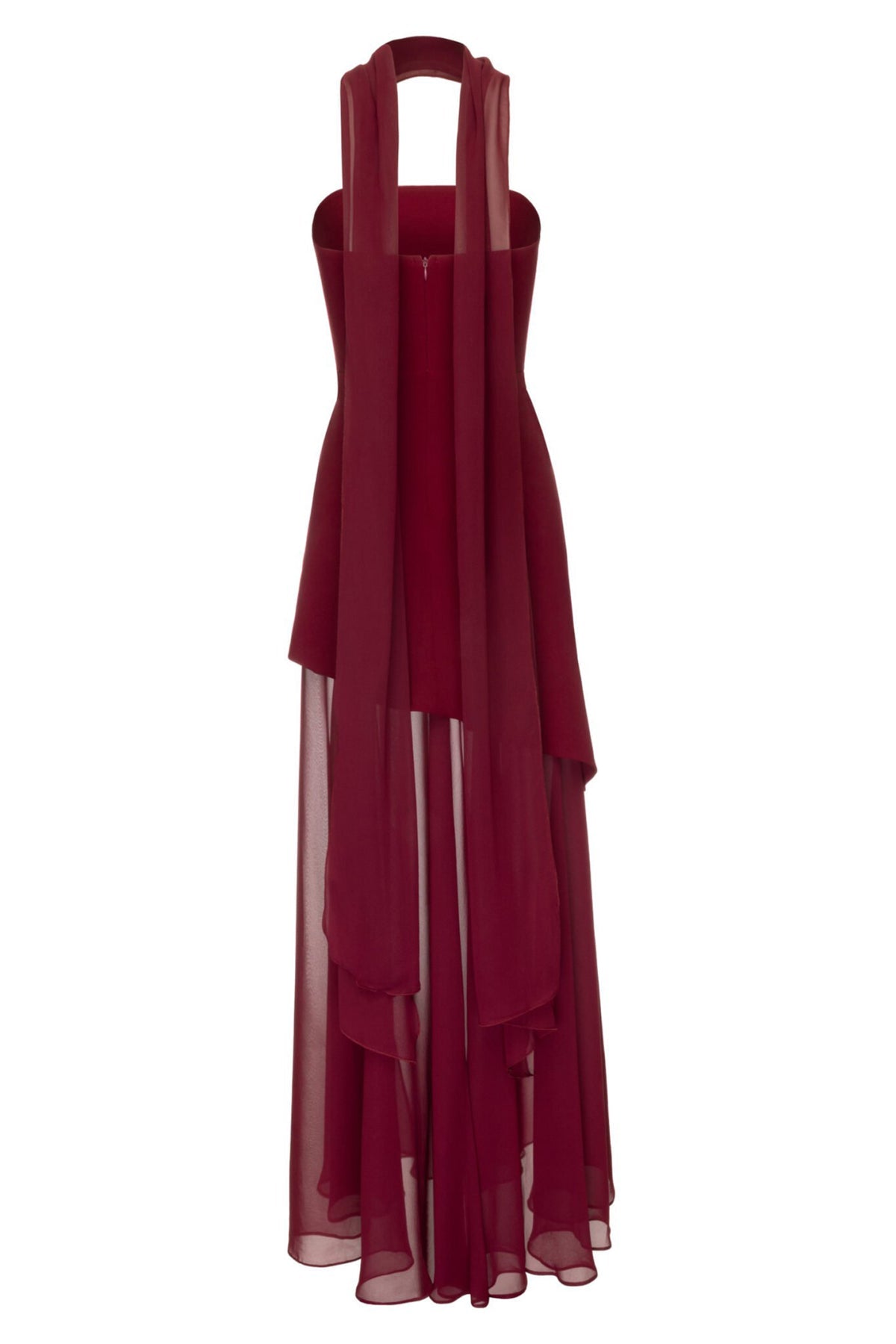Asymmetrisches Abendkleid aus Chiffon in Bordeaux