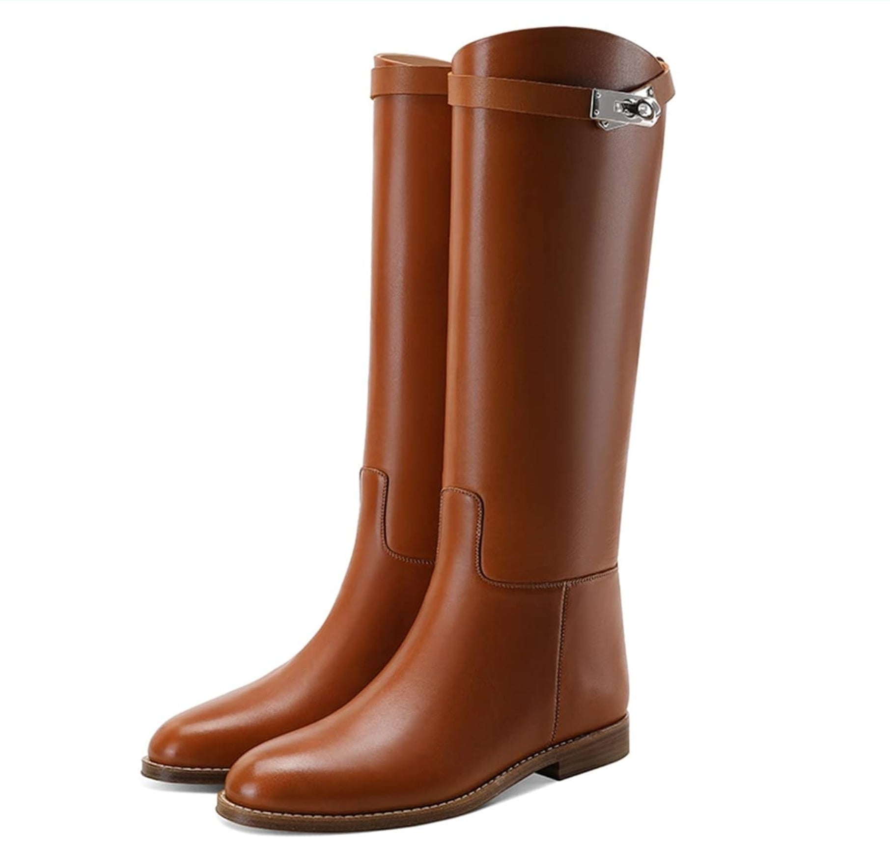 Kniehohe Reitstiefel aus schwarzem Kunstleder