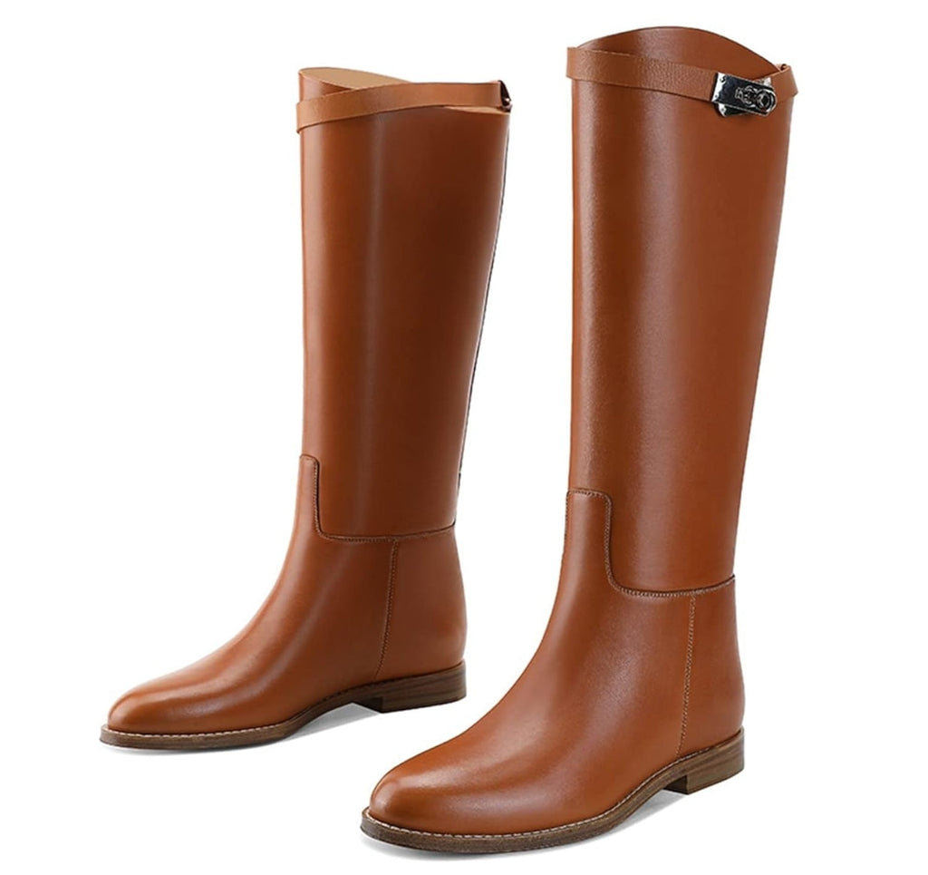 Kniehohe Reitstiefel aus schwarzem Kunstleder