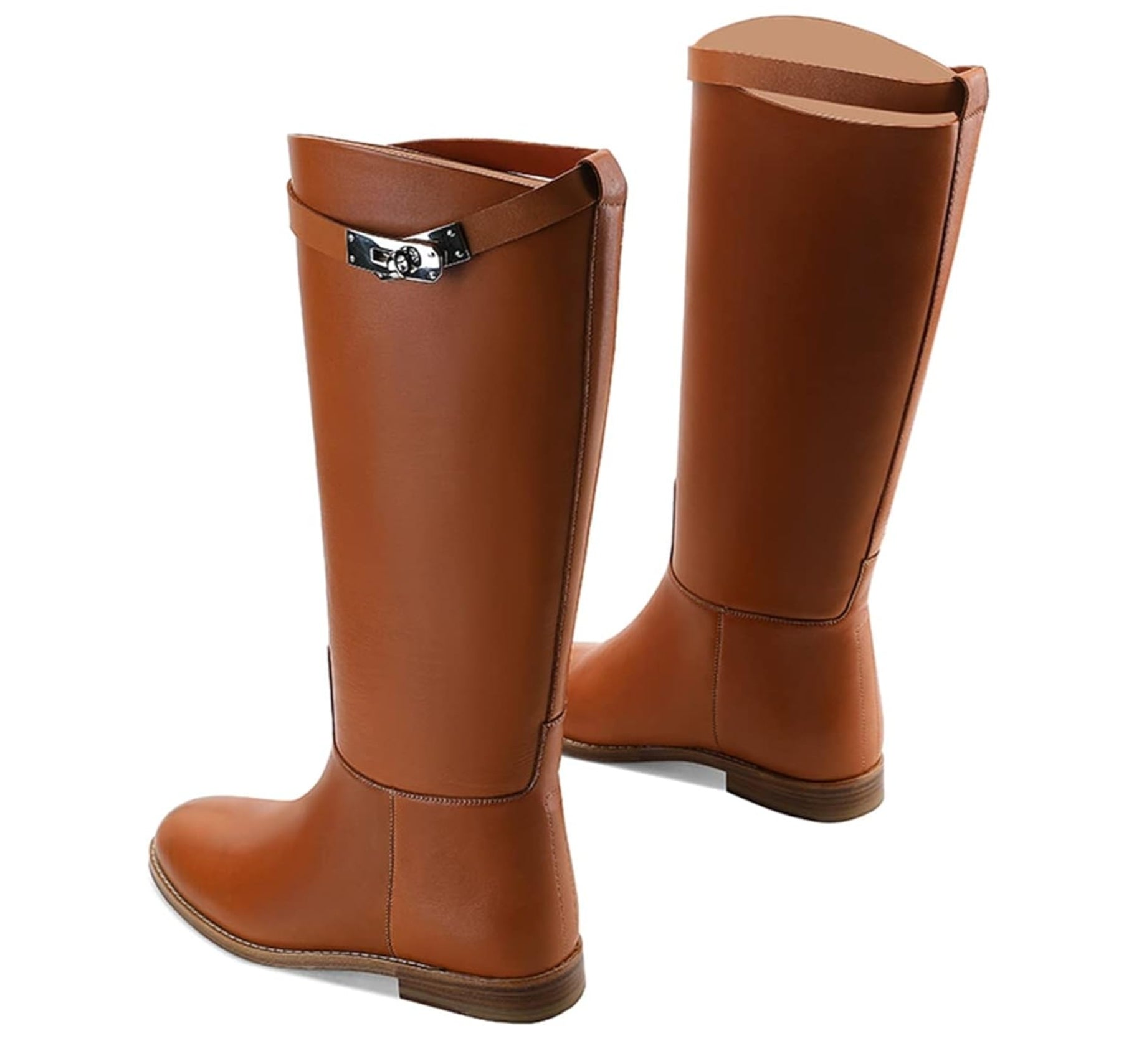 Kniehohe Reitstiefel aus schwarzem Kunstleder