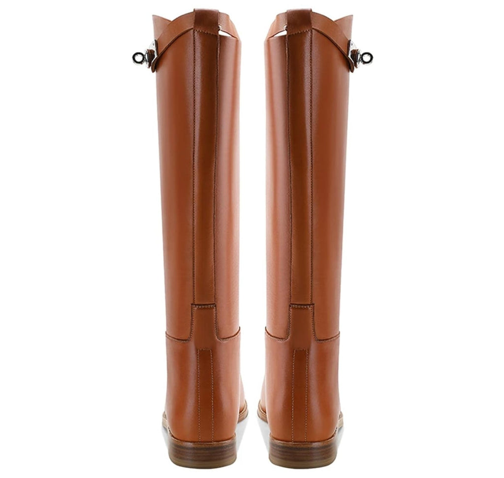 Kniehohe Reitstiefel aus schwarzem Kunstleder