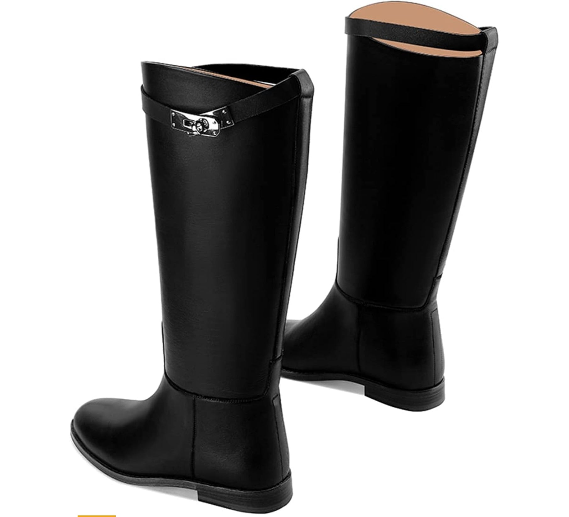 Kniehohe Reitstiefel aus schwarzem Kunstleder