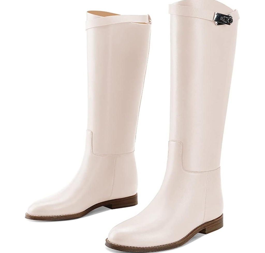 Kniehohe Reitstiefel aus schwarzem Kunstleder