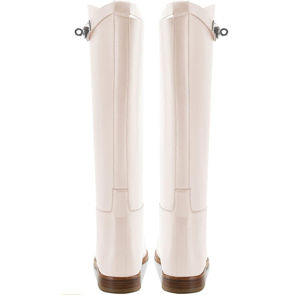 Kniehohe Reitstiefel aus schwarzem Kunstleder