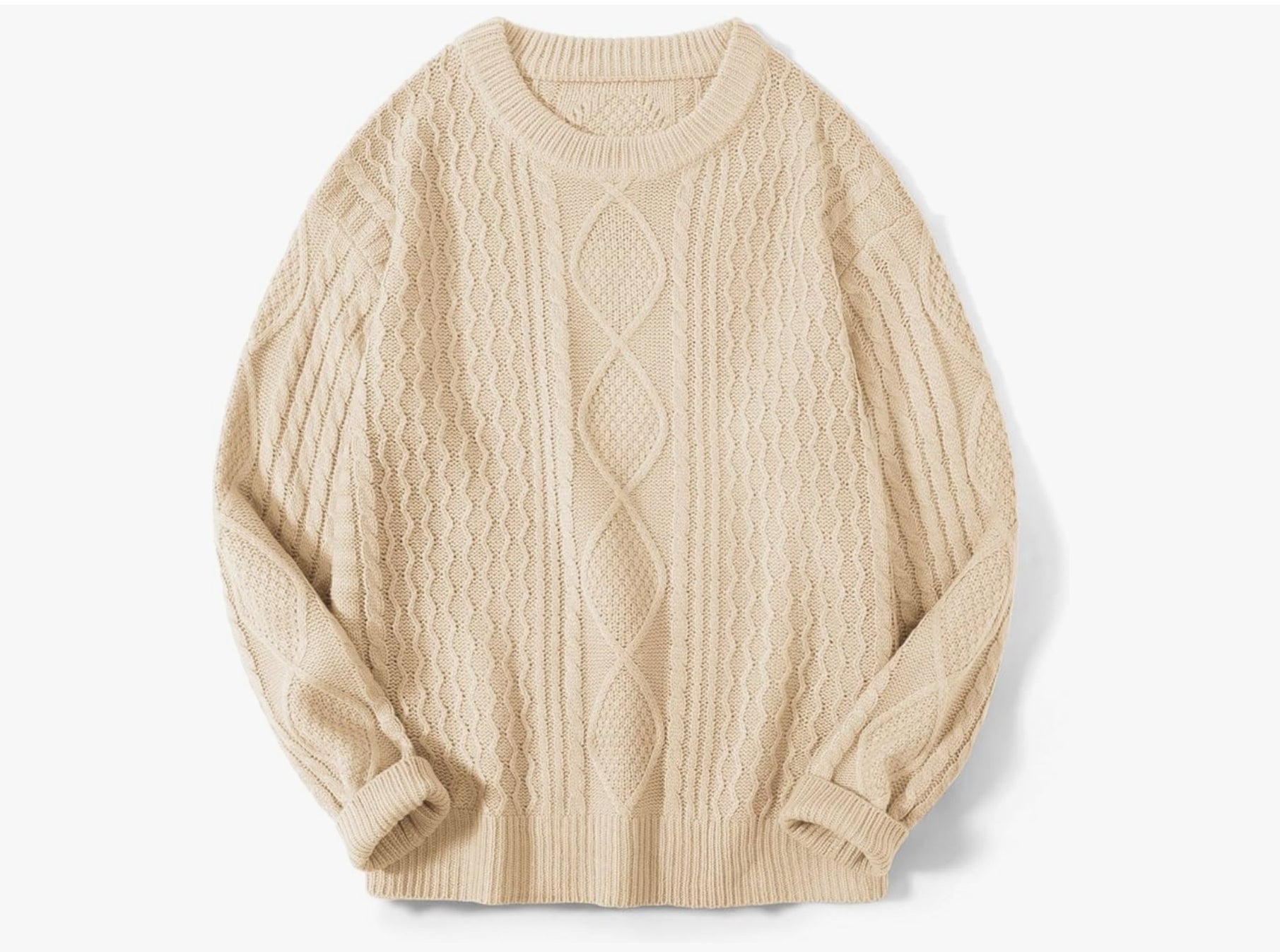 Zopfmuster-Pullover in Cremebeige