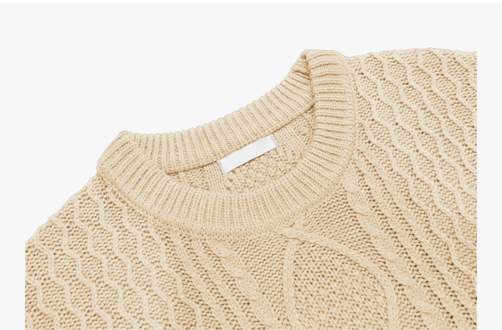 Zopfmuster-Pullover in Cremebeige