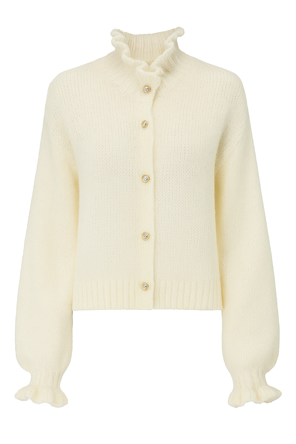 Rüschen-Cardigan aus Woll - Mohair - Mix