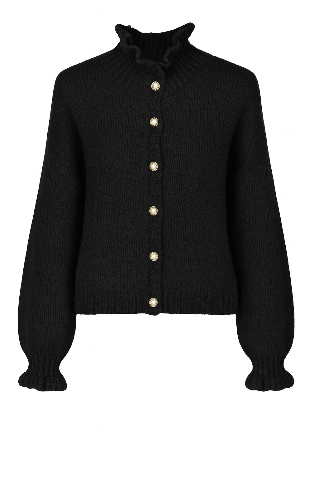 Rüschen-Cardigan aus Woll - Mohair - Mix