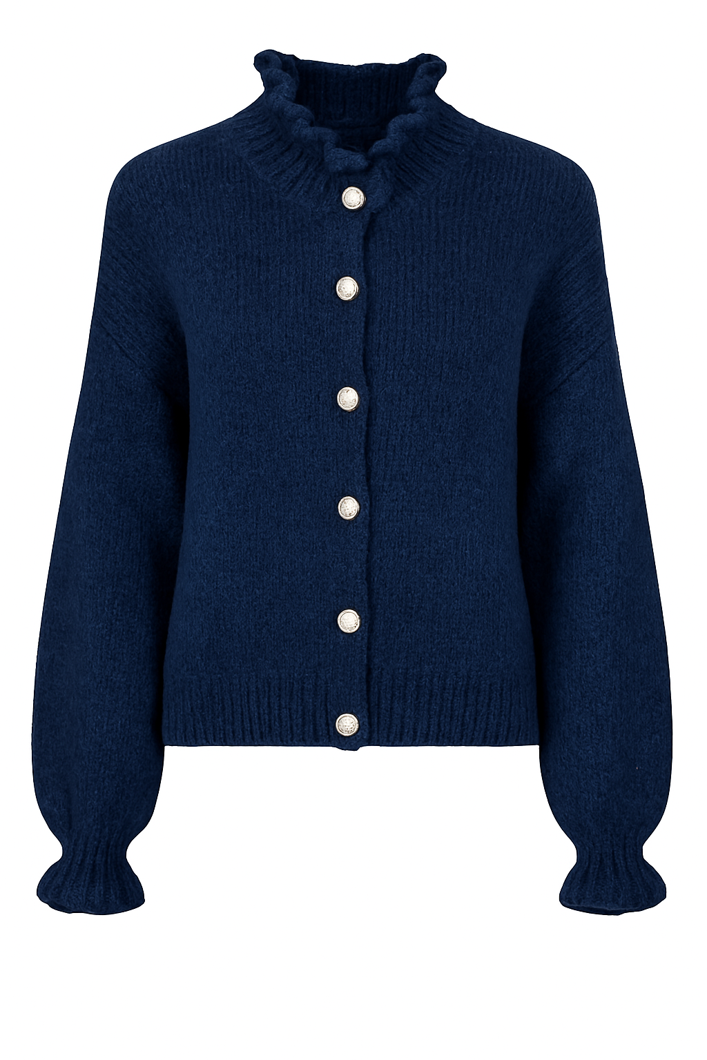 Rüschen-Cardigan aus Woll - Mohair - Mix